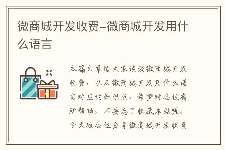 微商城开发收费-微商城开发用什么语言