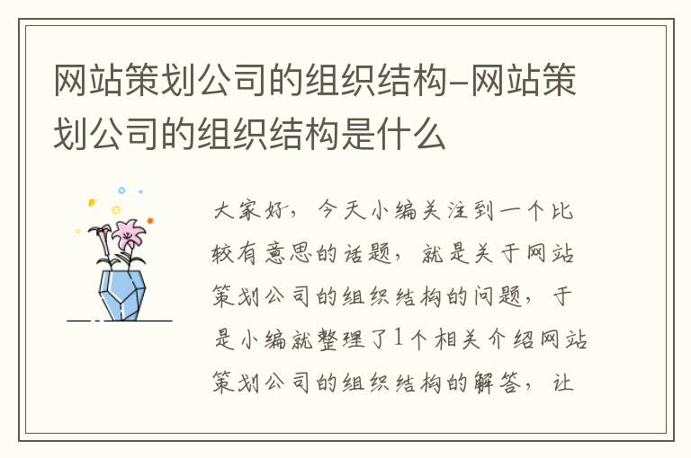 网站策划公司的组织结构-网站策划公司的组织结构是什么