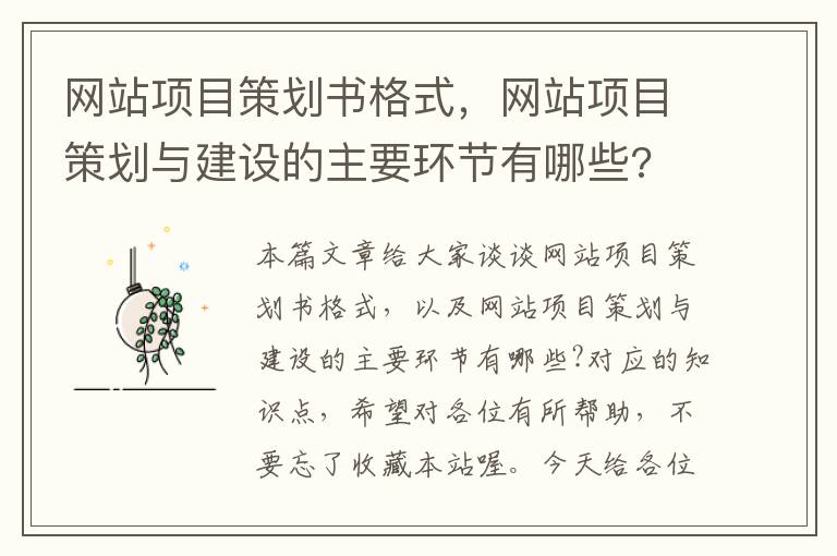网站项目策划书格式,网站项目策划与建设的主要环节有哪些?