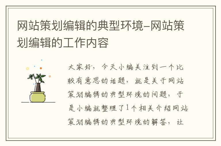 网站策划编辑的典型环境-网站策划编辑的工作内容