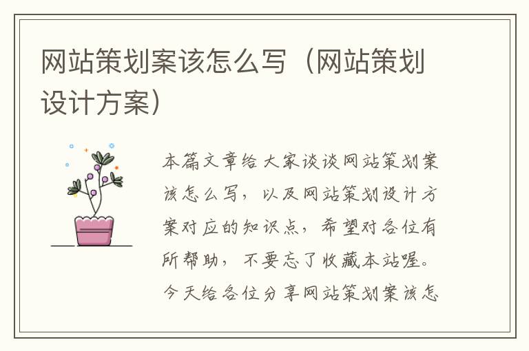 网站策划案该怎么写(网站策划设计方案)