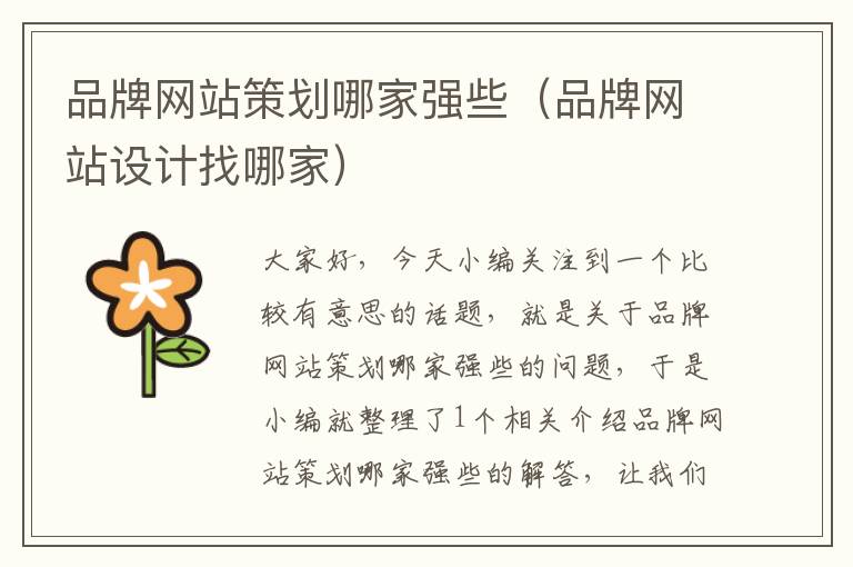 品牌网站策划哪家强些(品牌网站设计找哪家)