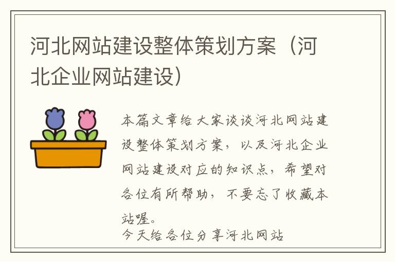 河北网站建设整体策划方案(河北企业网站建设)