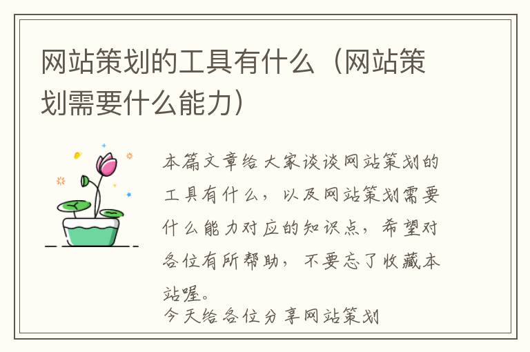 网站策划的工具有什么(网站策划需要什么能力)