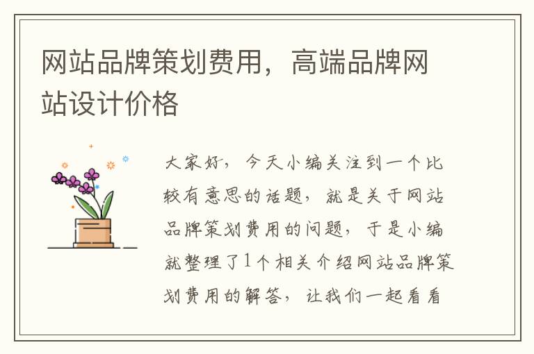 网站品牌策划费用,高端品牌网站设计价格