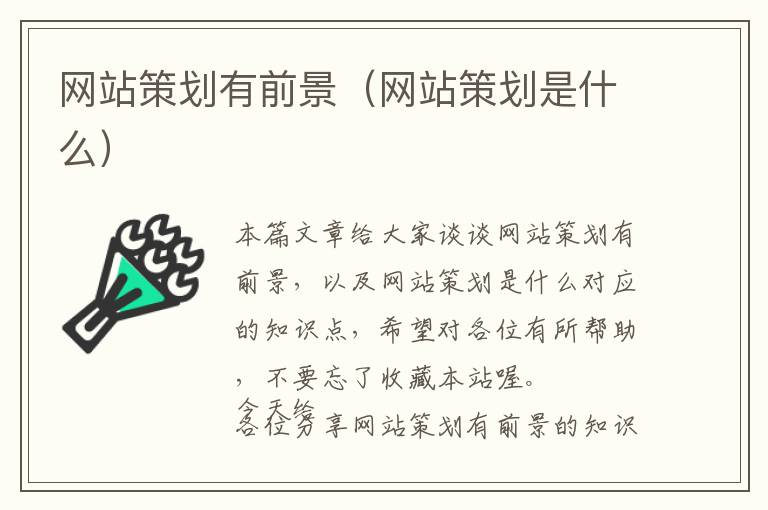 网站策划有前景(网站策划是什么)
