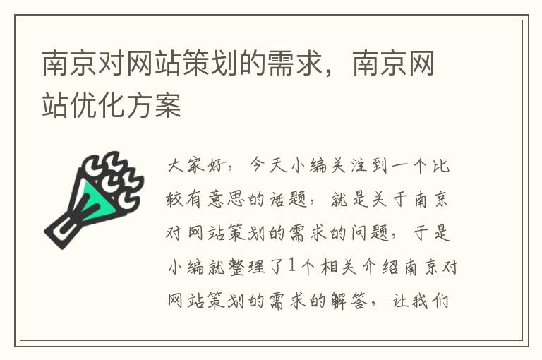 南京对网站策划的需求,南京网站优化方案