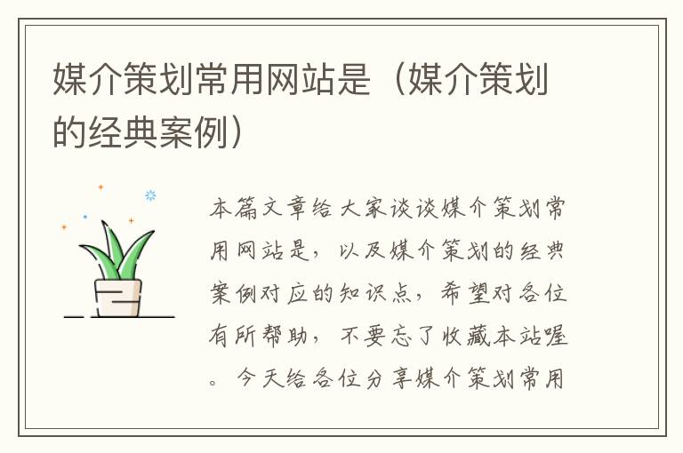 媒介策划常用网站是（媒介策划的经典案例）