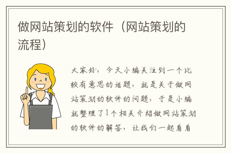 做网站策划的软件(网站策划的流程)