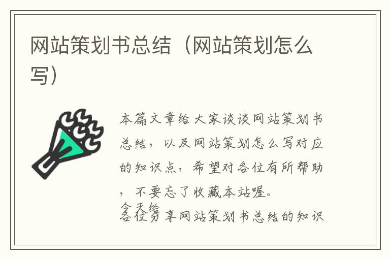 网站策划书总结(网站策划怎么写)
