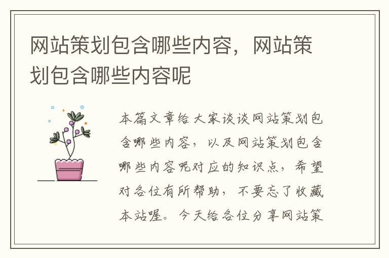 网站策划包含哪些内容,网站策划包含哪些内容呢