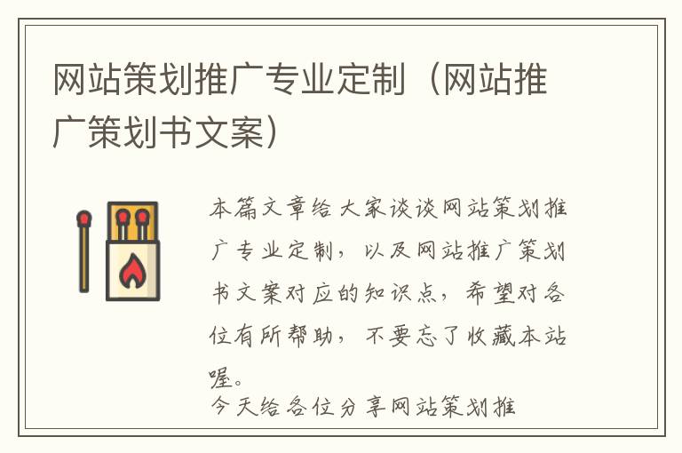 网站策划推广专业定制(网站推广策划书文案)