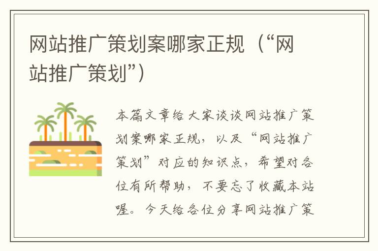 网站推广策划案哪家正规(“网站推广策划”)
