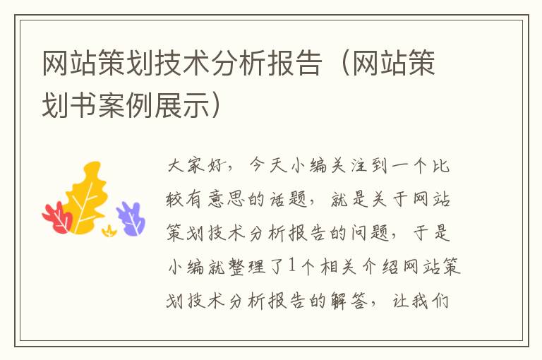网站策划技术分析报告(网站策划书案例展示)