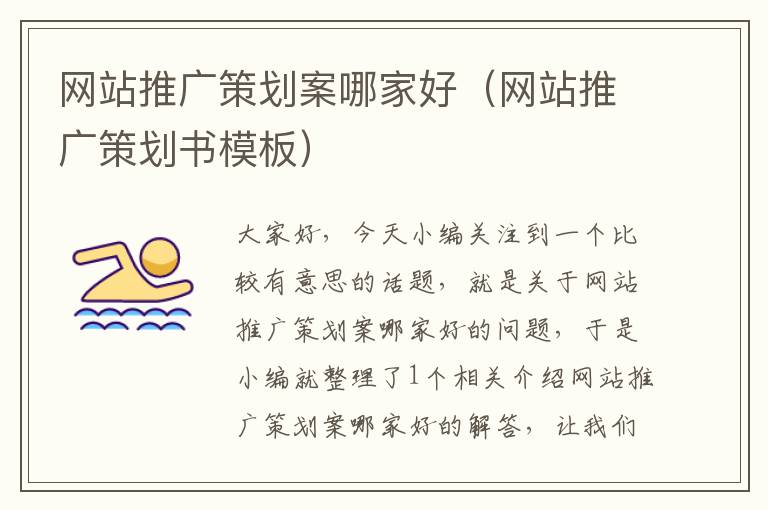 网站推广策划案哪家好(网站推广策划书模板)