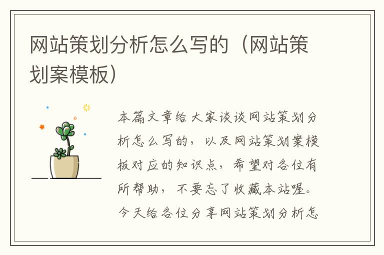 网站策划分析怎么写的(网站策划案模板)
