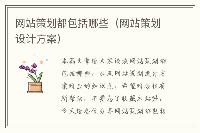 网站策划都包括哪些(网站策划设计方案)