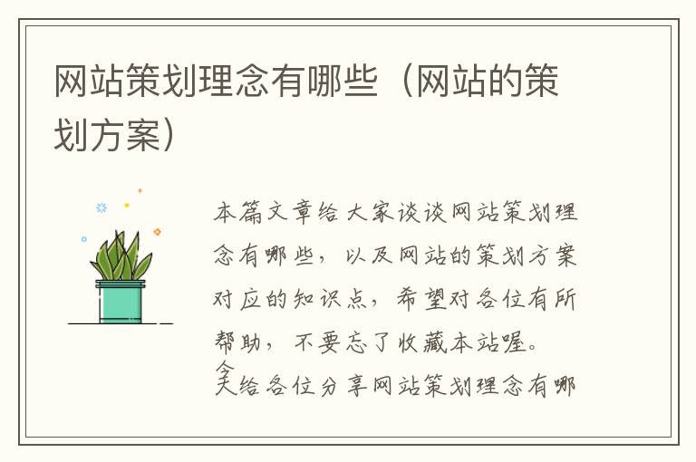 网站策划理念有哪些(网站的策划方案)