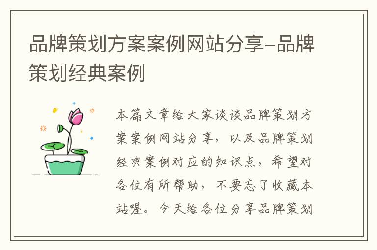 品牌策划方案案例网站分享-品牌策划经典案例
