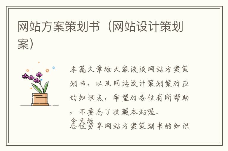 网站方案策划书(网站设计策划案)