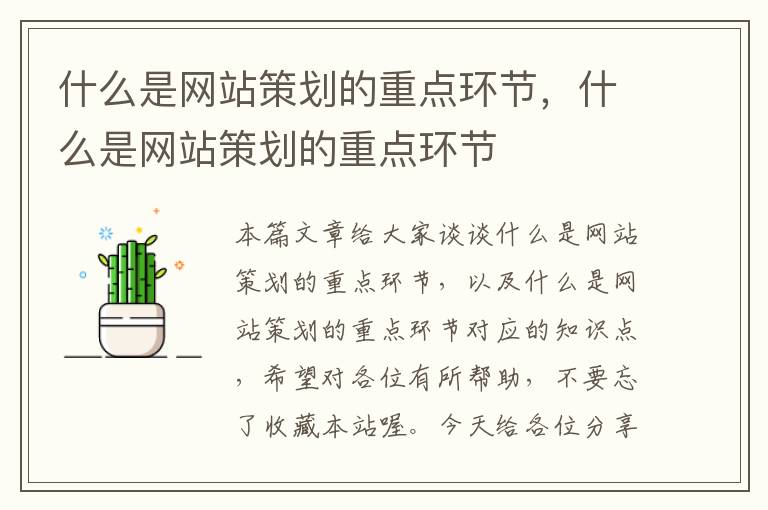 什么是网站策划的重点环节,什么是网站策划的重点环节