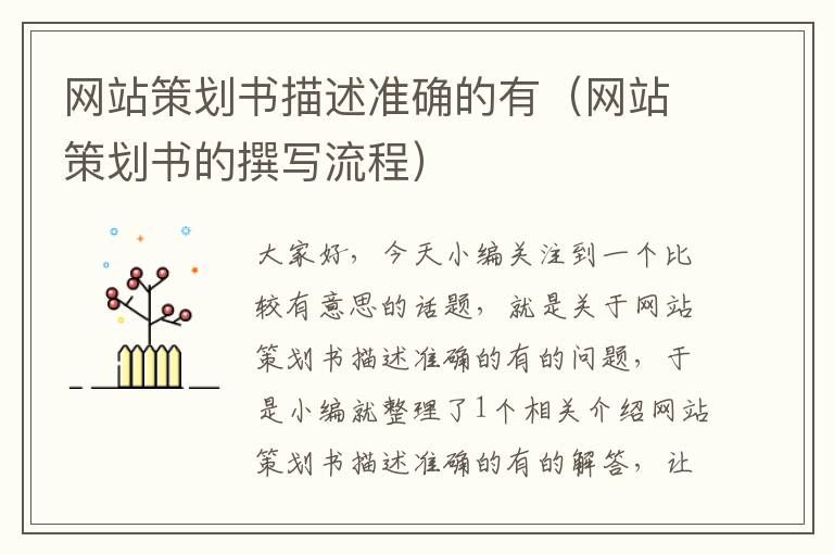 网站策划书描述准确的有(网站策划书的撰写流程)