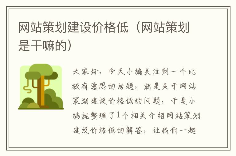 网站策划建设价格低(网站策划是干嘛的)