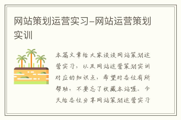网站策划运营实习-网站运营策划实训