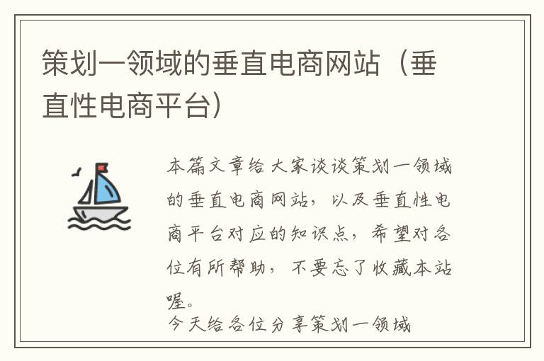 策划一领域的垂直电商网站(垂直性电商平台)