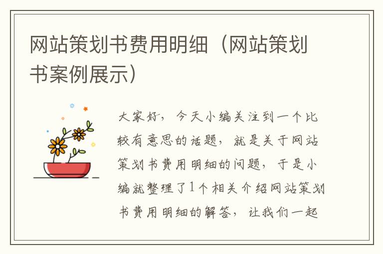 网站策划书费用明细(网站策划书案例展示)