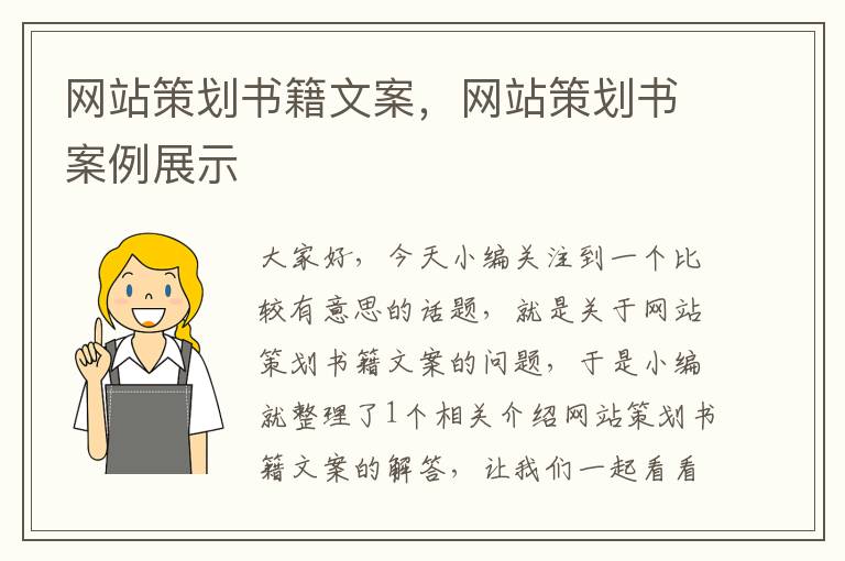 网站策划书籍文案,网站策划书案例展示