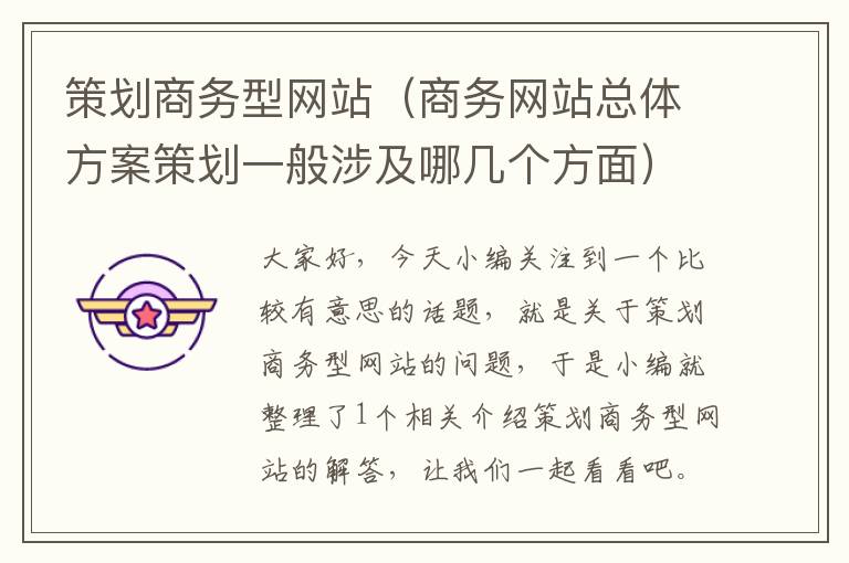 策划商务型网站(商务网站总体方案策划一般涉及哪几个方面)