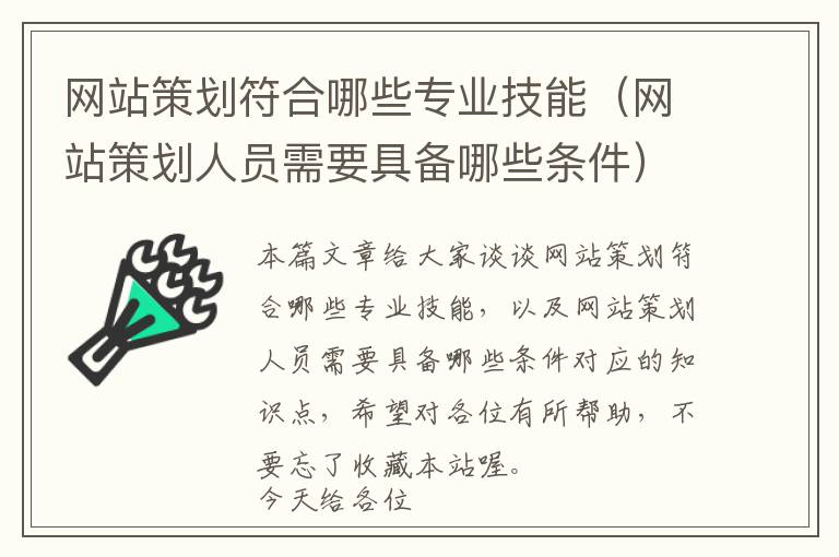 网站策划符合哪些专业技能(网站策划人员需要具备哪些条件)
