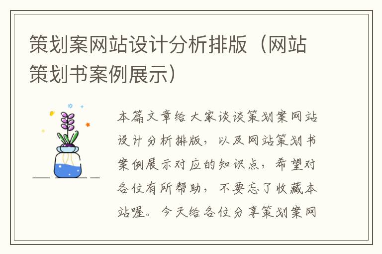 策划案网站设计分析排版（网站策划书案例展示）