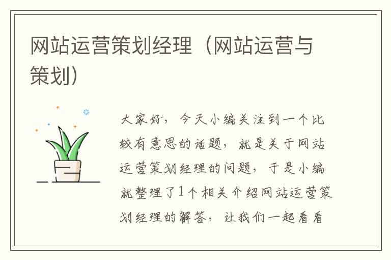 网站运营策划经理(网站运营与策划)