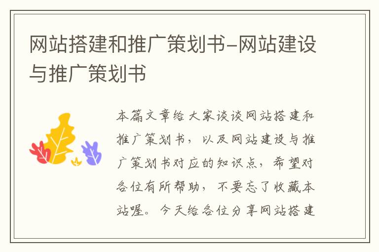 网站搭建和推广策划书-网站建设与推广策划书