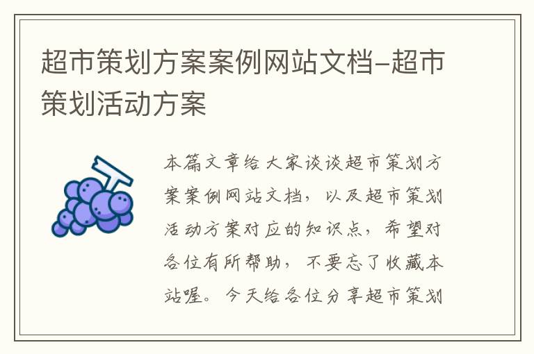 超市策划方案案例网站文档-超市策划活动方案