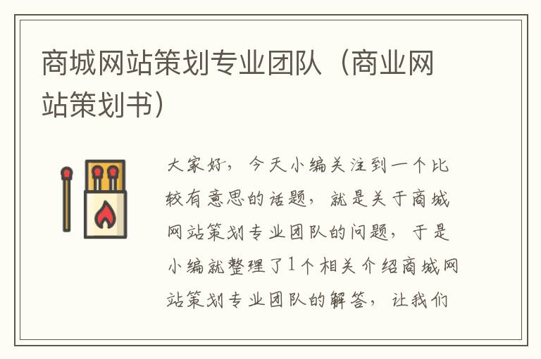 商城网站策划专业团队(商业网站策划书)