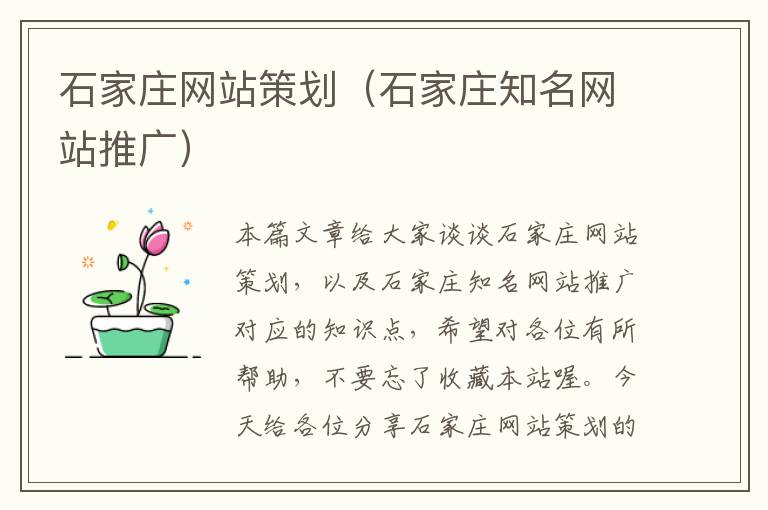 石家庄网站策划(石家庄知名网站推广)