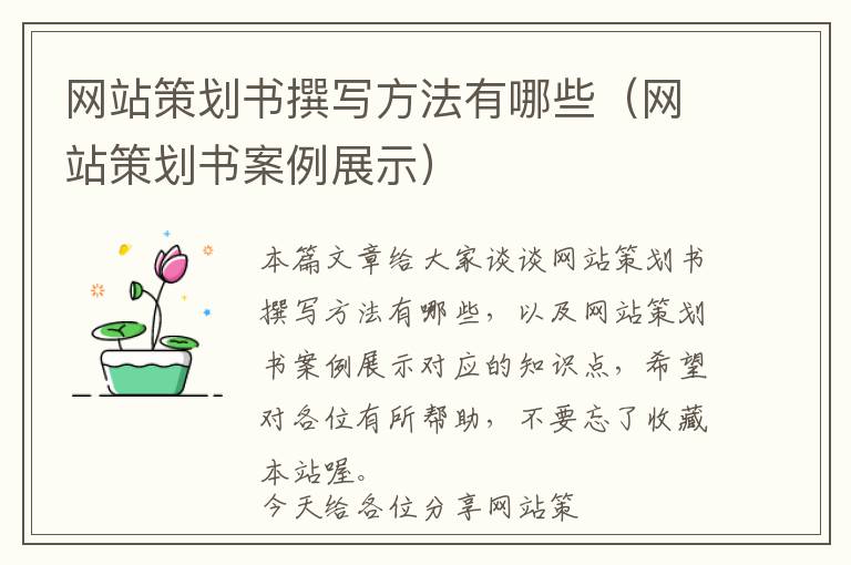 网站策划书撰写方法有哪些(网站策划书案例展示)