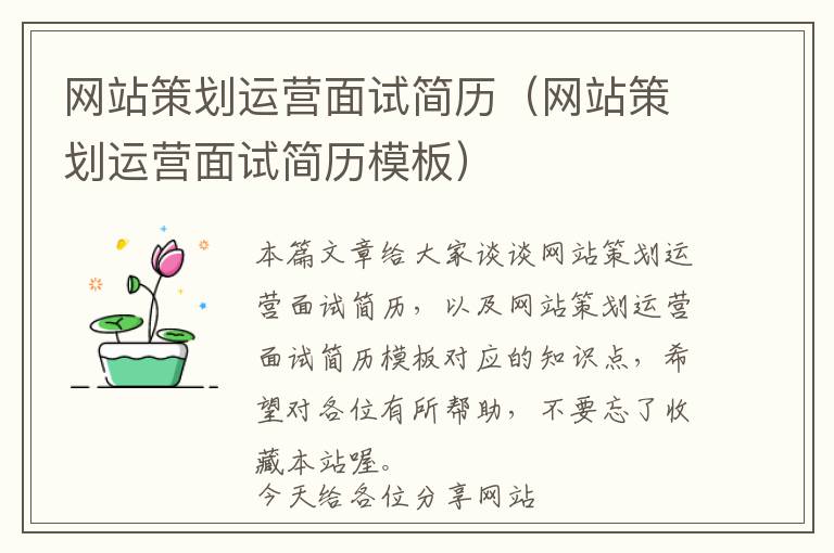 网站策划运营面试简历(网站策划运营面试简历模板)