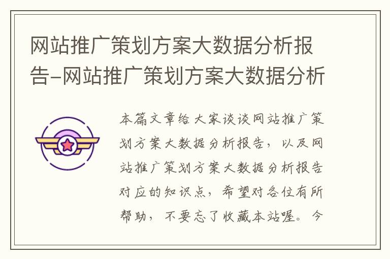 网站推广策划方案大数据分析报告-网站推广策划方案大数据分析报告