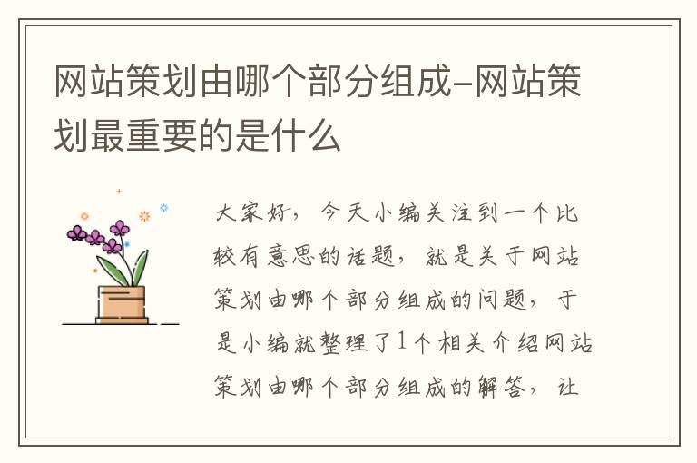 网站策划由哪个部分组成-网站策划最重要的是什么