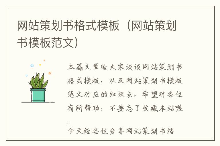网站策划书格式模板(网站策划书模板范文)