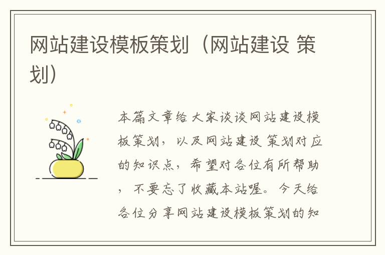 网站建设模板策划(网站建设 策划)