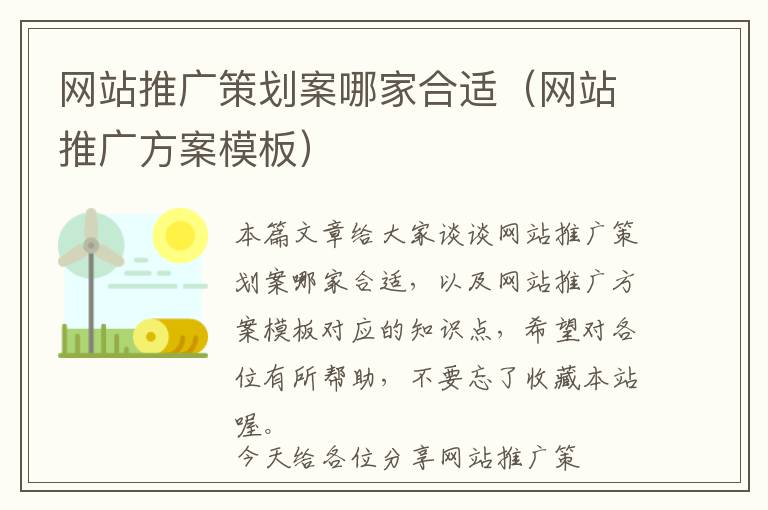 网站推广策划案哪家合适(网站推广方案模板)