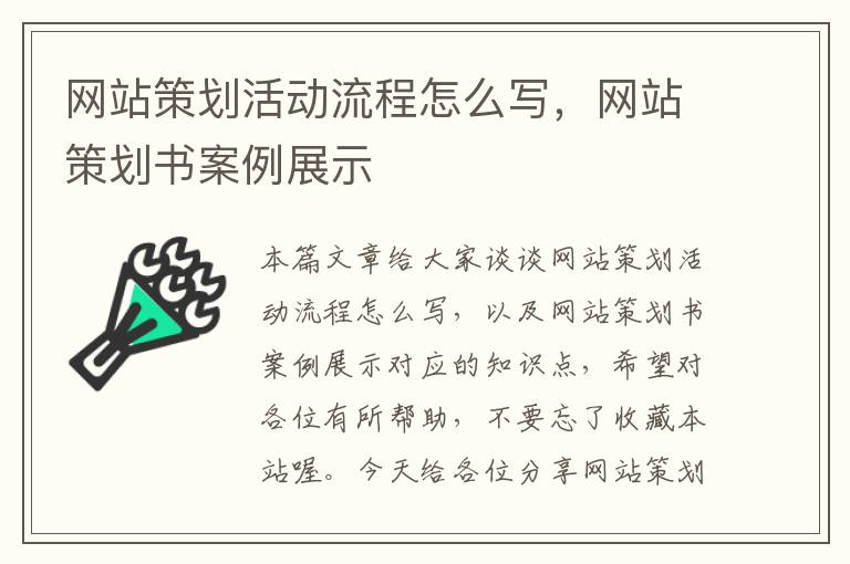 网站策划活动流程怎么写,网站策划书案例展示
