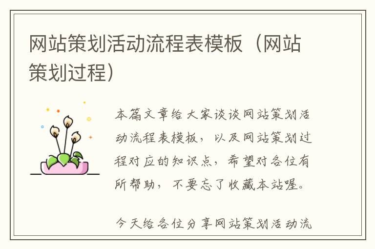 网站策划活动流程表模板(网站策划过程)