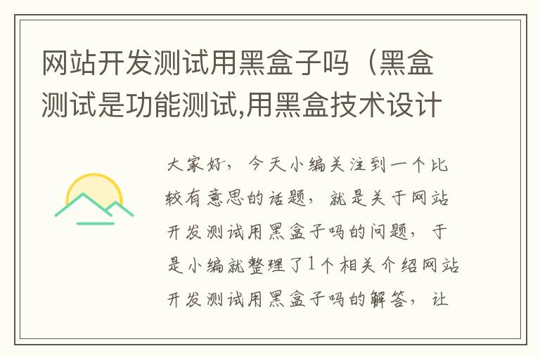 网站开发测试用黑盒子吗（黑盒测试是功能测试,用黑盒技术设计测试）
