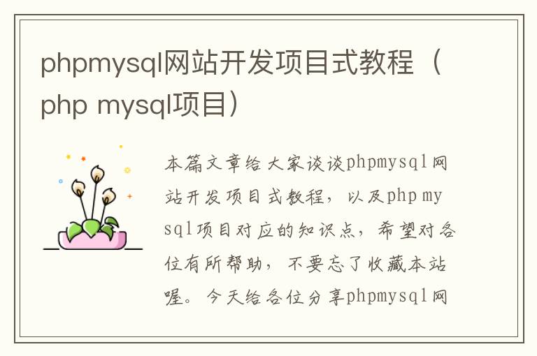 phpmysql网站开发项目式教程(php mysql项目)